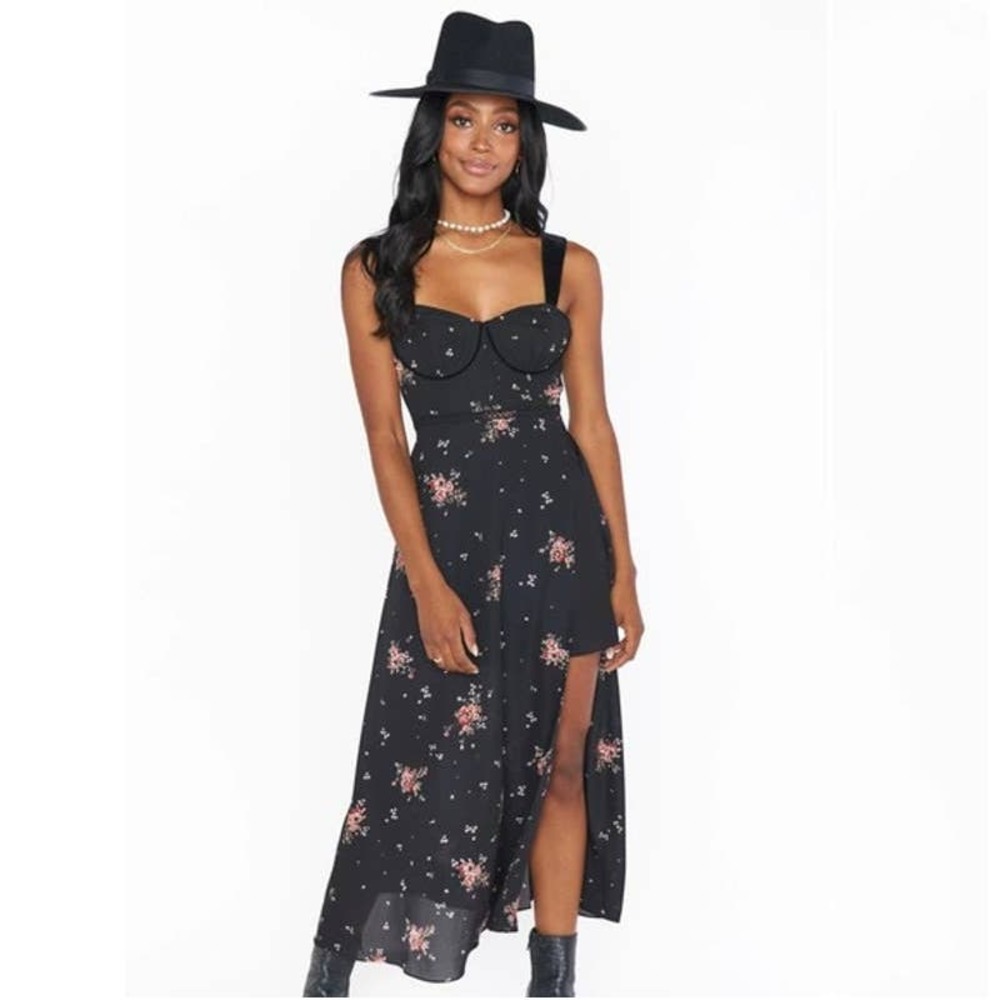 Show Me Your MuMu Black Floral Bustier Jumpsuit